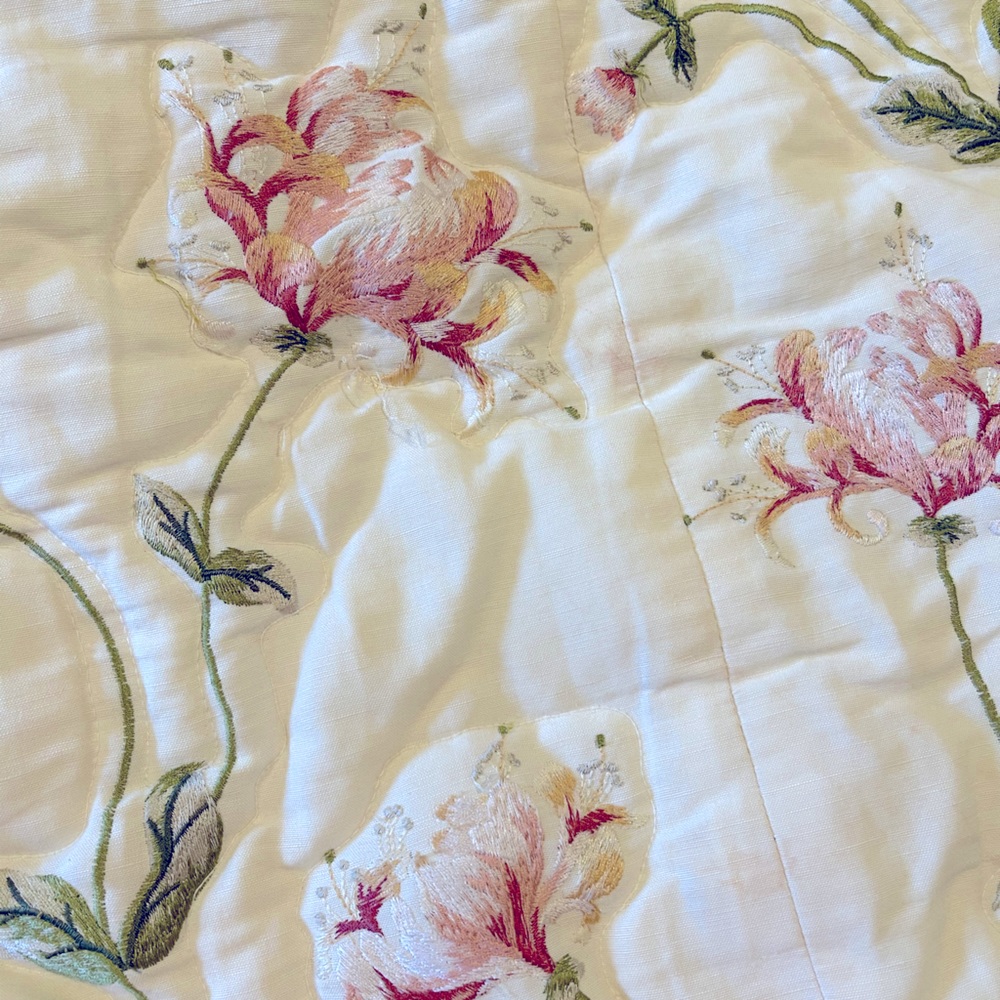 Queen sized bedspread. Designer fabric quilted.